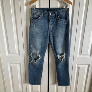 Joe’s The Scout Mid Rise Slim Boyfriend Jeans Women’s 26 Blue Distressed Ripped